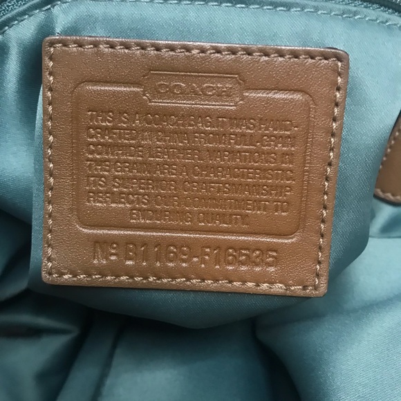 Vintage off white leather coach purse with brown strap - Picture 5 of 11